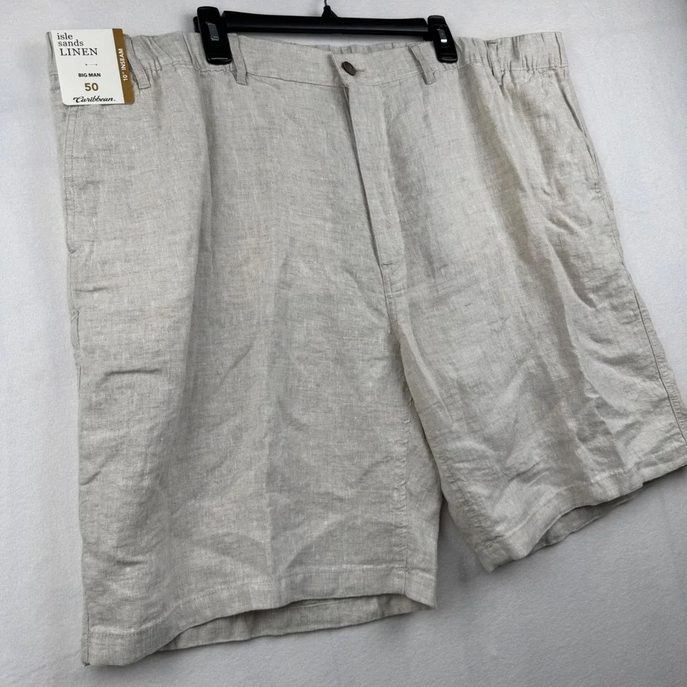 Isle Sands Linen Big Man Shorts 50 Beige Coastal Casual‎ 10